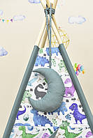 Палатка Вігвам для дітей з Динозаврами, Повний комплект, Підвіска місяць зверху у подарунок, фото 8