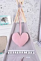 Палатка вігвам для дівчинки пудрово-сірий повний комплект, фото 8