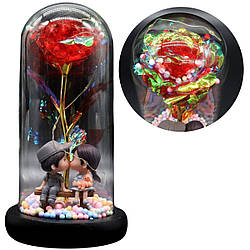 Вічна троянда в колбі з LED підсвічуванням / Стабілізована квітка / Роза під куполом