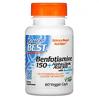 Doctor's s Best, Benfotiamine 150 + Alpha-Lipoic Acid 300, 60 Veggie Caps