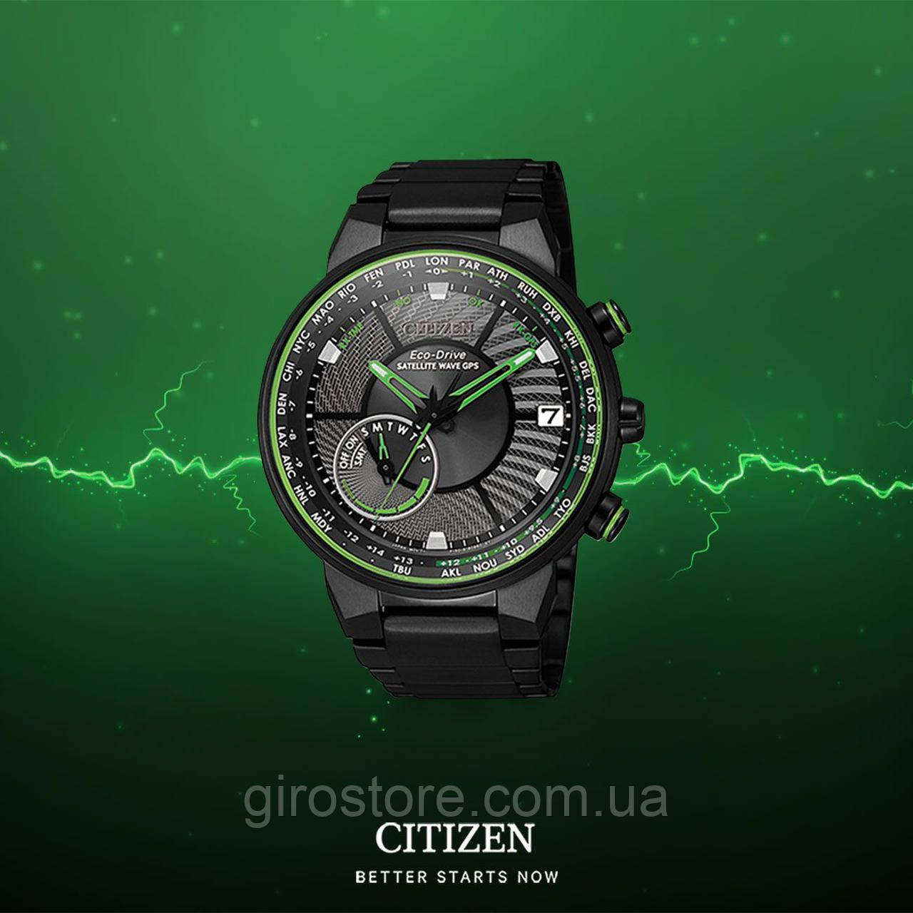 Citizen CC3035-50E (CC3075-80E) GPS навігація, супутниковий хронометраж, тривалий календар, світовий час, сапфір, фото 1