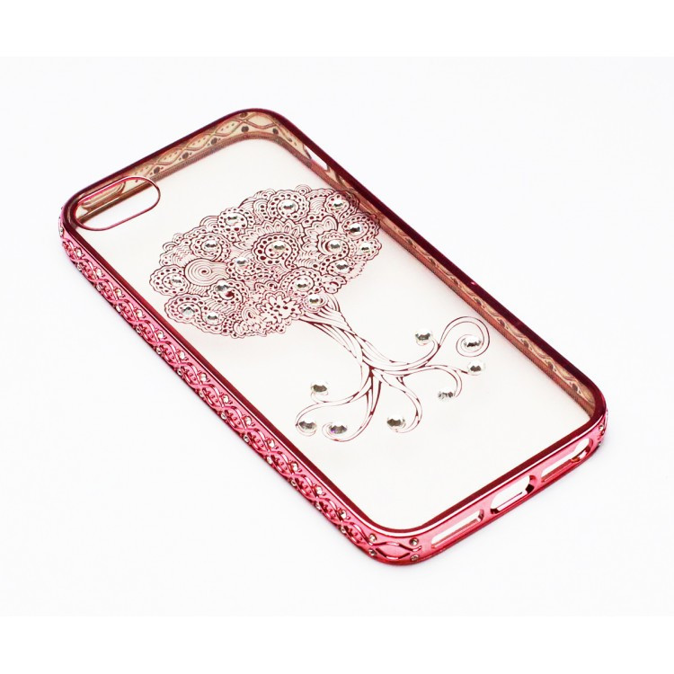 Чохол на iPhone 6/6s силіконовий прозорий, дерево з камінчиками, з бампером під метал у камінчиках COV-057, фото 1