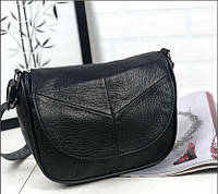 Женская сумка кросс-боди, натуральная кожа черная, регулируемый плечевой ремень