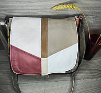 Женская сумка 28х27х22см, комбинированая, натуральная кожа, в комплекте регулируемый плечевой ремень