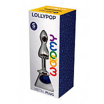 Анальна пробка Wooomy Lollypop Double Ball Metal Plug Blue S, фото 4