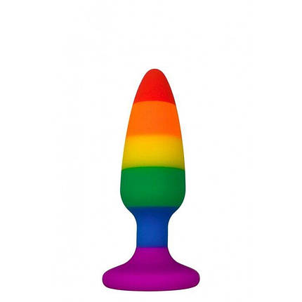 Анальний корок Wooomy Hiperloo Silicone Rainbow Plug S, фото 1