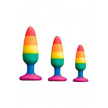 Анальний корок Wooomy Hiperloo Silicone Rainbow Plug S, фото 5