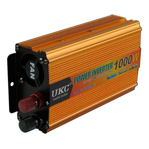 Інвертор автомобільний перетворювач DC AC 12-220В 1000Вт UKC SSK-1000W