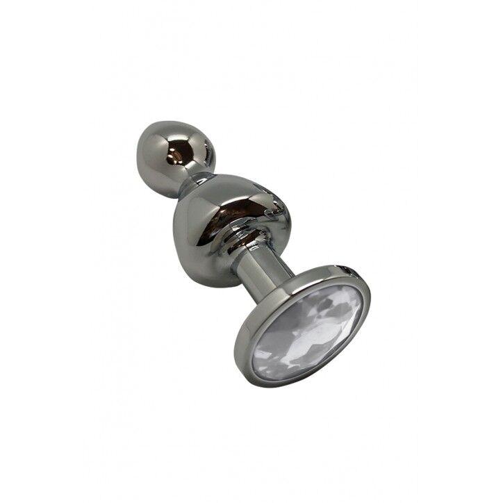 Металева анальна пробка Wooomy Lollypop Double Ball Metal Plug S, діаметр 2,8 см, довжина 8,5 см 18+