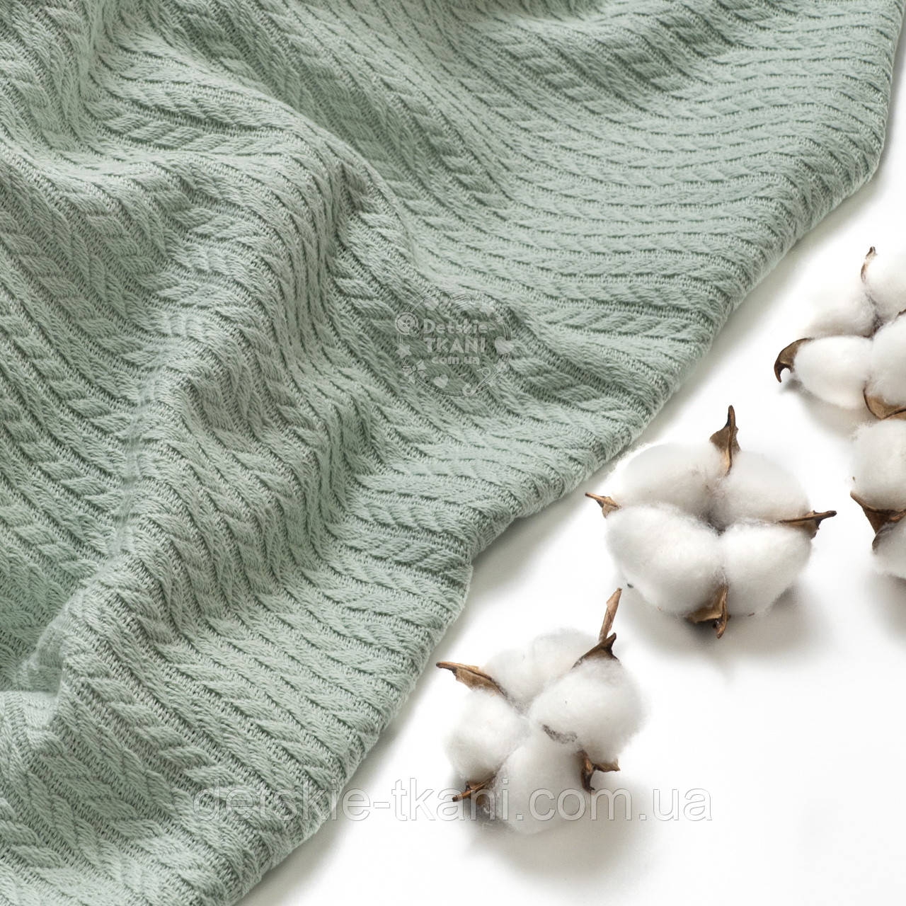 Бавовняне полотно "косичка", колір світло-шавлієвий, ширина 230 см, фото 1