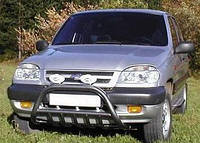 Защита на бампер Кенгурятник низкий без надписи крашенный молотковый на Chevrolet Niva 2010+