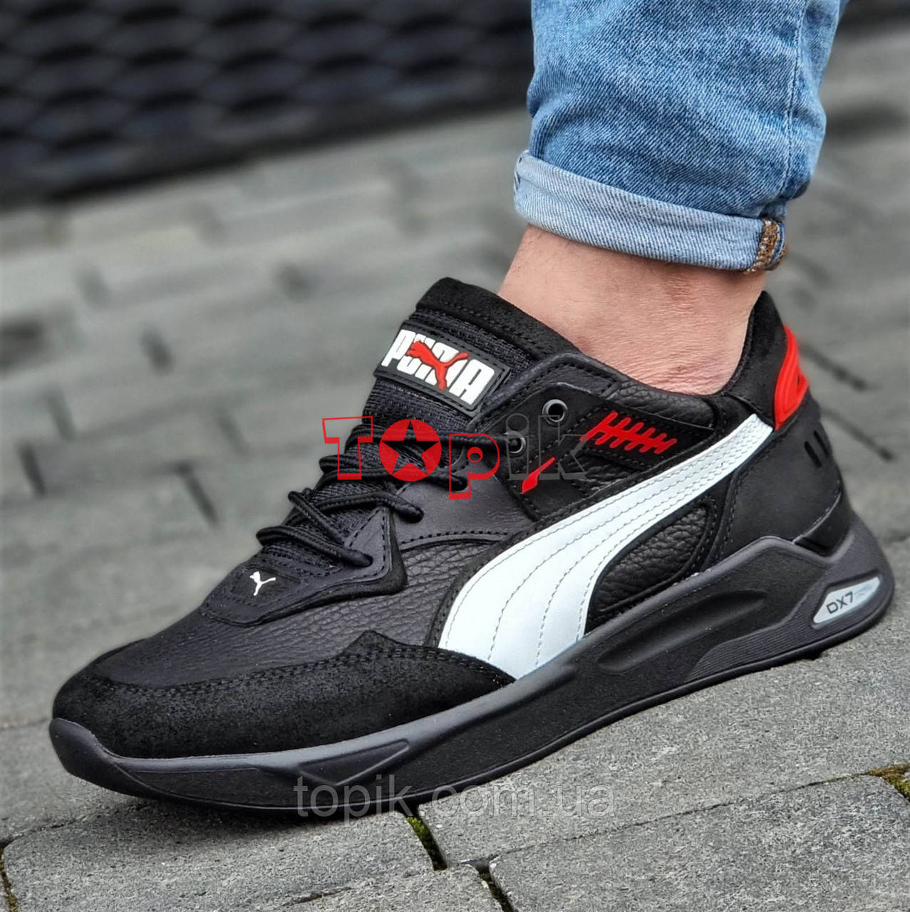 Кросівки чоловічі чорні шкіряні повномірні Кроссовки мужские кожаные черные полномерные (Код: 3107), фото 1