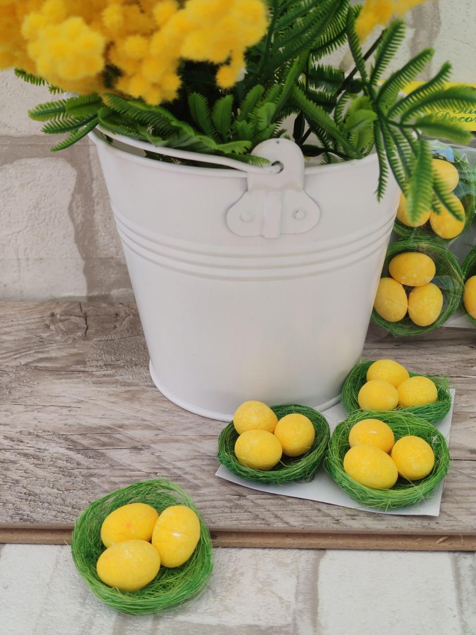 Гніздечко декоративне з яйцями для великодніх поробок, д - 6 см, фото 1