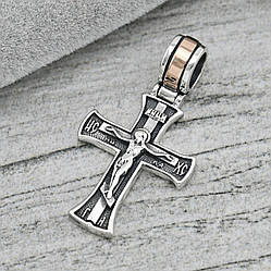 Срібний хрестик з золотом Ісус Христос Спаси и Сохрани БС905п розмір 30х16 мм вага 2.76 г