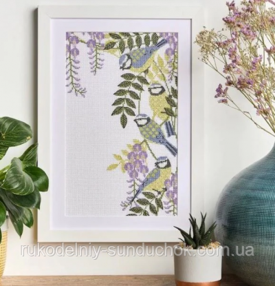 Набір для вишивання + блекворк "Голубі синиці (Blue tits)" DCX009, фото 1