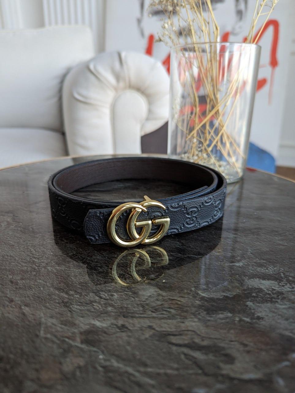Вузький ремінь- пояс Gucci Гуччі чорний, фото 1