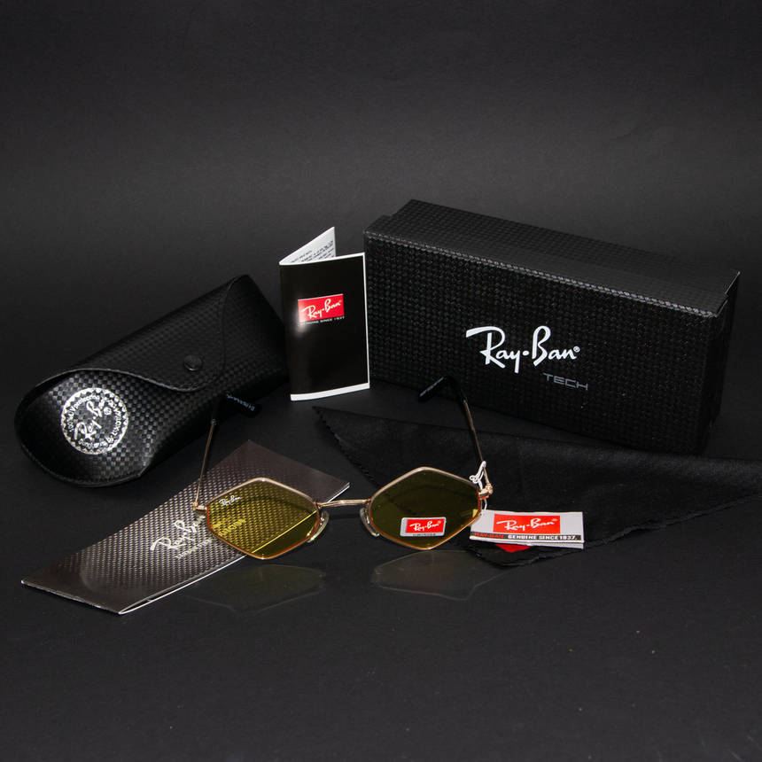 Сонцезахисні окуляри RAY BAN UV400 (арт. RB3567) жовті лінзи, фото 1