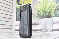 Solar Power Bank Павербанк з сонячною батареєю + ліхтарик 10000 mAh Black