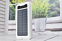 Solar Power Bank Павербанк з сонячною батареєю + ліхтарик 10000 mAh White