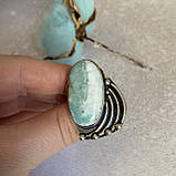 Кільце натуральний ларимар . Ларимар в сріблі каблучка з ларимаром. Розмір 17,5. Індія., фото 4