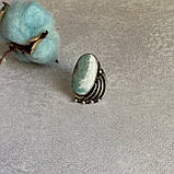 Кільце натуральний ларимар . Ларимар в сріблі каблучка з ларимаром. Розмір 17,5. Індія., фото 6