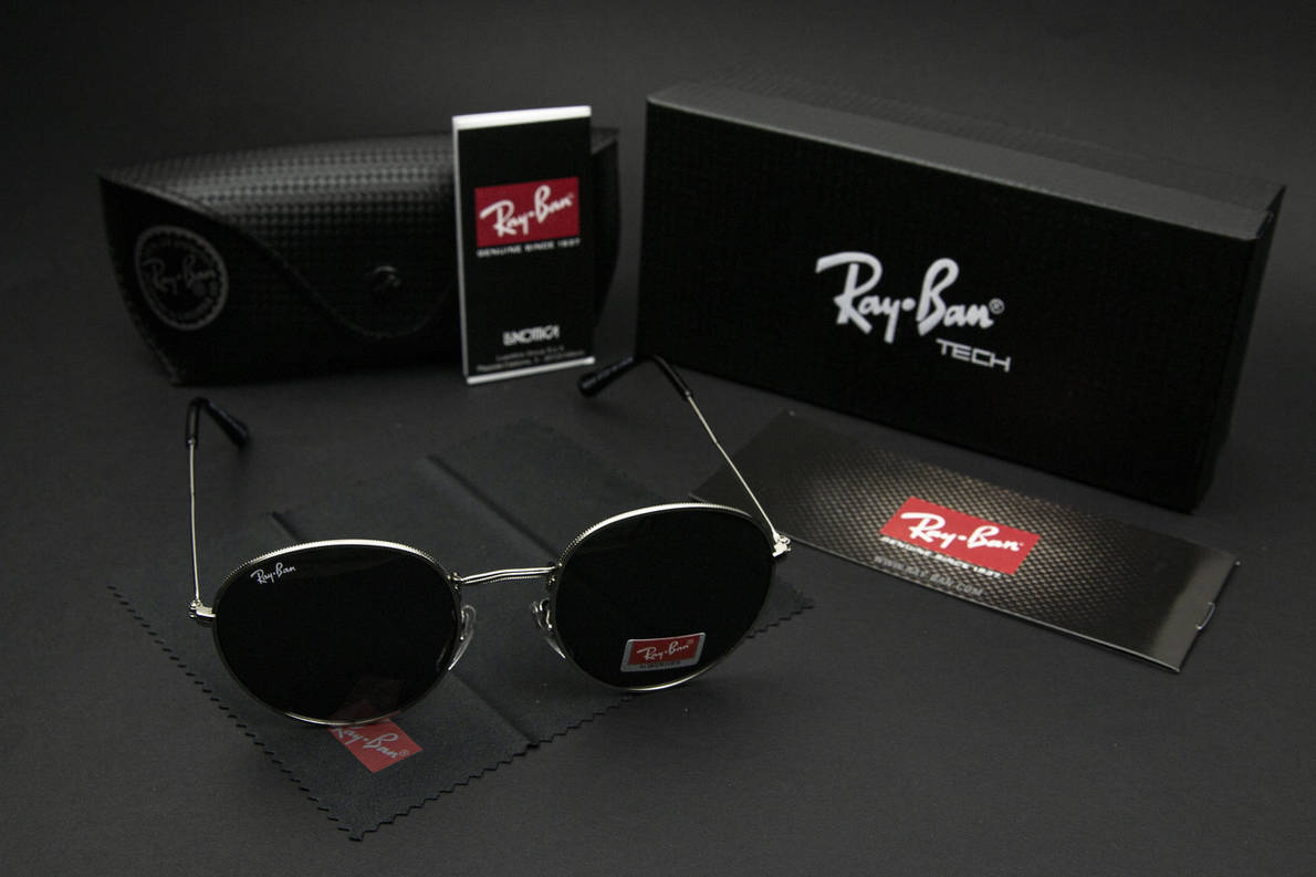 Сонцезахисні окуляри RAY BAN ROUND (арт. RB3448) чорні/срібна оправа, фото 1
