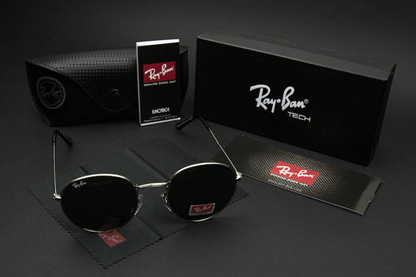 Сонцезахисні окуляри RAY BAN ROUND (арт. RB3448) чорні/срібна оправа, фото 3