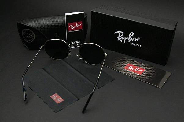 Сонцезахисні окуляри RAY BAN ROUND (арт. RB3448) чорні/срібна оправа, фото 4