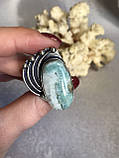 Кільце натуральний ларимар . Ларимар в сріблі каблучка з ларимаром. Розмір 17,5. Індія., фото 3