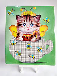 Алмазна мозаїка дітяча Кошеня бджілка 21x25 см