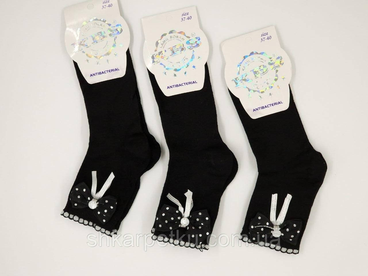 Жіночі шкарпетки бамбук KBS бавовна бантик 36-40 6 пар/уп чорні, фото 1