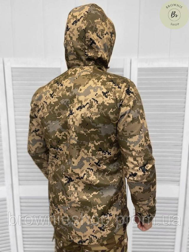 Тактична військова куртка ЗСУ Explosion SoftShell піксель з капюшоном