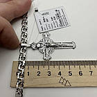 Комплект срібний чорнений ланцюжок бісмарк з хрестиком 925 проба, фото 9