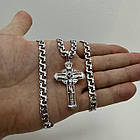 Комплект срібний чорнений ланцюжок бісмарк з хрестиком 925 проба, фото 3