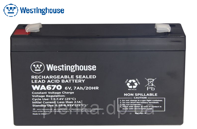 Акумуляторна батарея Westinghouse 6 V, 7 Ah