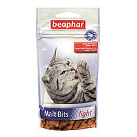 Подушечки низькокалорійні Beaphar Malt Bits Light для виведення шерсті зі шлунка котів, 35 г