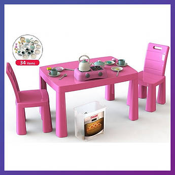 Дитячий ігровий набір столик зі стільчиками Doloni 04670/3 рожевий 34 предмети + Подарунок
