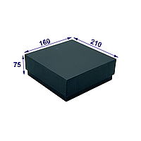 Коробка Бокс для Сережек с Крышкой из переплетного картона Черная 210х160х75 мм