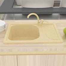 Прямокутна мийка для кухні граніт із сифоном 62*48  см AquaComposit Sity Колір 00 Пустельний