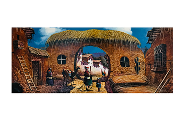 Картина "Entrada Cuzco" (Вхід у Куско) масляними фарбами, 50*119,5 см, Перу (Kov028)