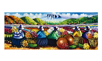 Картина "Квіткова плантація" масляними фарбами, 50*119,5 см, Перу (Kov027/1)