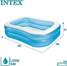 Надувний басейн для дітей Інтекс басейн INTEX 57180 "Сімейний" розмір 203х152х48 см, об'єм 540 л, фото 3