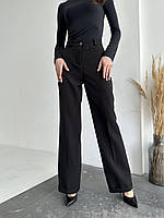 Женские стильные расклешенные брюки  XS S M L(42 44 46 48) штаны клеш ЧЕРНЫЕ