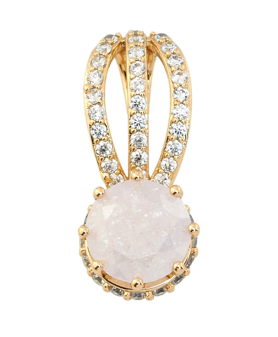 Кулон Xuping Позолота 18K "Світло-рожевий фіаніт на декоративній петельці з цирконієм" для ланцюжка до 7мм