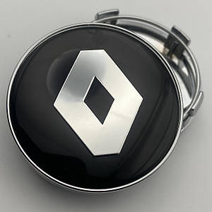 Ковпачок на диски Renault 60 мм 56 мм чорні з хром логотипом