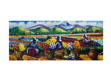 Картина "Квіткова плантація" масляними фарбами, 50*119,5 см, Перу (Kov027/2)