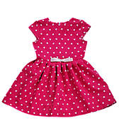 Детское платье нарядное для девочки трикотажное (розоввое в горошек) 122