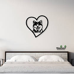 Панно Heart Акіта-іну 20x20 см - Картини та лофт декор з дерева на стіну.
