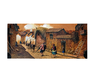 Картина "Будні в Куско" масляними фарбами, 50*160 см, Перу (Kov026)