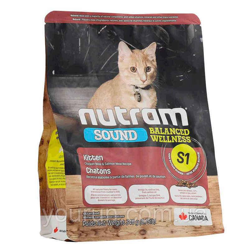 Nutram S1 Sound Balanced Wellness Kitten — Сухий корм із куркою і лососем для кошенят 340 гр